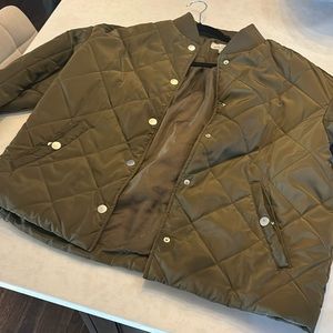 Green nylon bomber jacket
